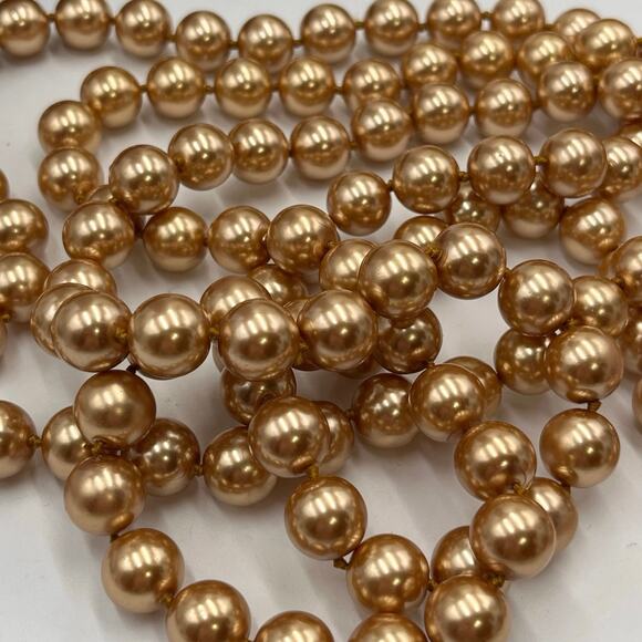 Faux Pearl 10mm Dark Gold Glass Long Heavy Flapper Versatile Endless Necklace - Picture 7 of 7